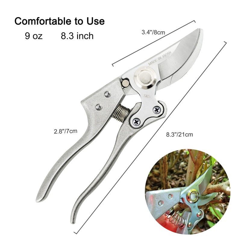 TONMA JP TONMA Pruning Shears for Gardening [Made in Japan] 8 Inch Bypass Garden Scissors Secateurs, Premium Japanese Gardening Tools Hand Pruner Clippers with Ergonomic Handle - Image 4